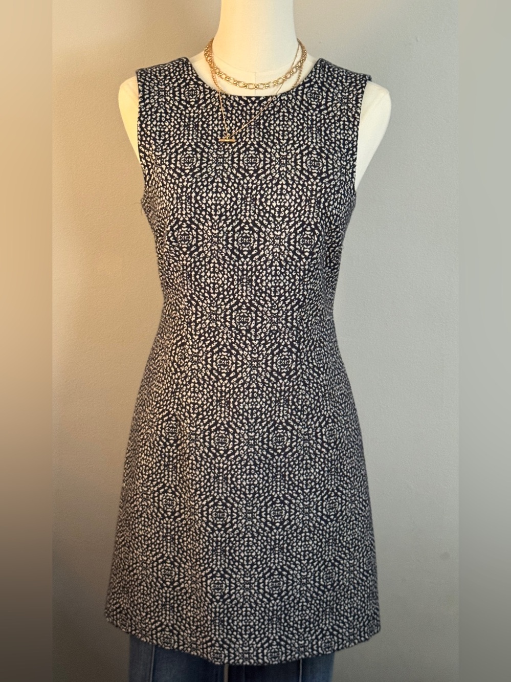 H&M Navy & White Sleeveless A-Line Dress